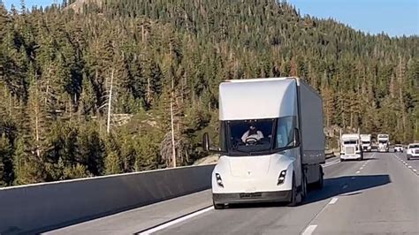 Tesla Passes Two Diesel Semi Trucks On Steep Grades Showing Superior