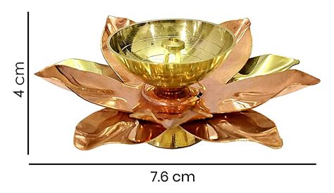 Satvik Pc Brass Copper Lotus Flower Petal Kamal Shape Metal Deepak