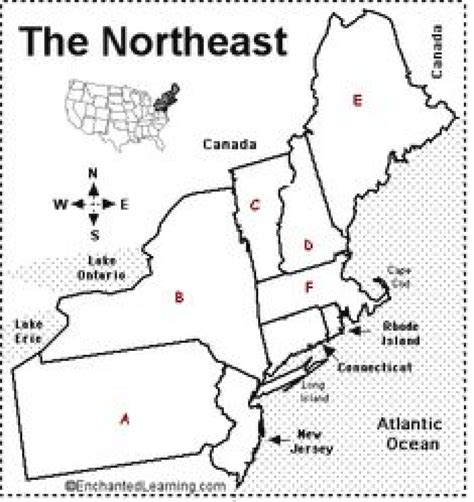 Northeast Region States And Capitals Map - Printable Map