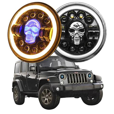 Par Faros LED RGB 7 Para Auto o Moto Forma Cráneo Calavera SUNNY