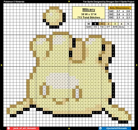 Milcery Pixel Sprite Graph Cross Stitch Pattern R Jackofallthreads