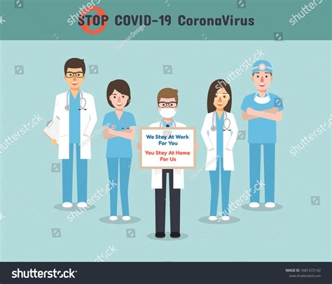 Doctors Nurses Medical Staff Holding Poster Stock Vector Royalty Free