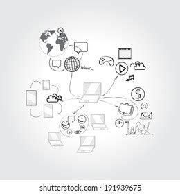 Technology Hand Draw Integrate Icons Set Stock Vector Royalty Free