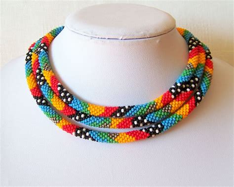 Perles Au Crochet Corde Collier Perles Rocaille Perles Par Lutita Beaded Jewelry Bead Crochet