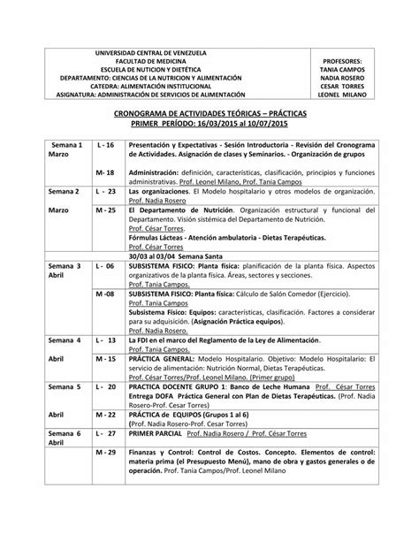 Pdf Cronograma De Actividades Te Ricas L Presupuesto