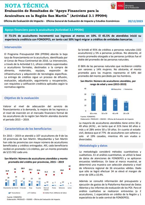 Nota T Cnica Evaluaci N De Resultados De Apoyo Financiero Para La