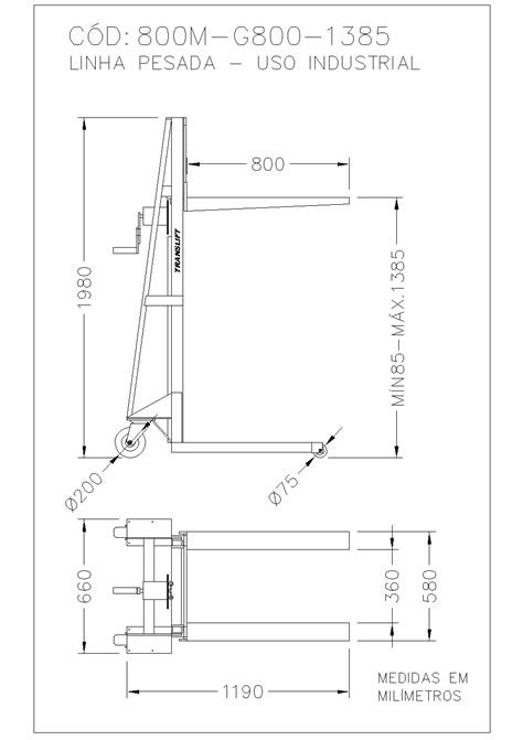 Empilhadeira Manual Translift Kg C Garfo De Mm E Eleva O At