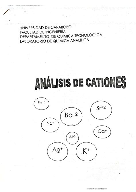 GUIA DE Cationes Guia de marchas analiticas Laboratorio de Química