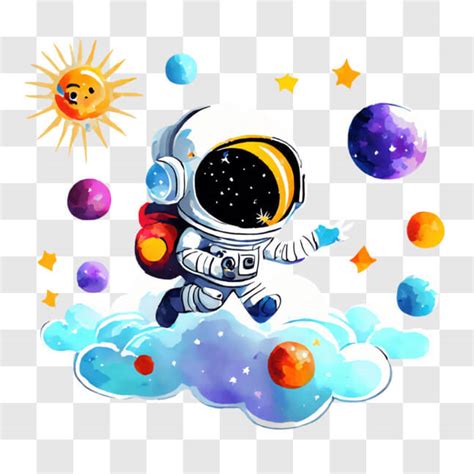 T L Charger Astronaute De Dessin Anim Flottant Dans L Espace Avec Des