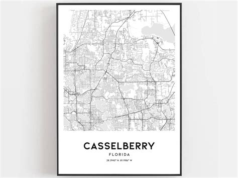 Casselberry Map Print Casselberry Map Poster Wall Art Fl Etsy