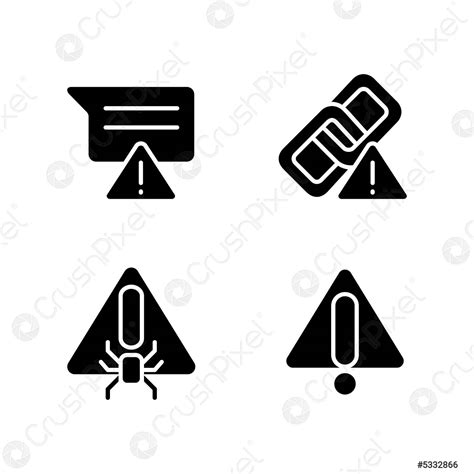 Computerproblemen Zwarte Glyph Pictogrammen Ingesteld Op Witte Ruimte