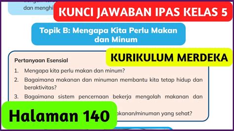 Kunci Jawaban IPAS Kelas 5 Halaman 140 Topik B Mengapa Kita Perlu Makan