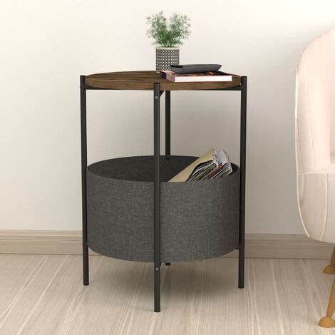 Table D Appoint Ronde Hofors Avec Panier De Rangement 60 X 43 Cm Effet