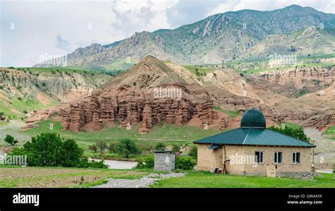 Landscape In Kyrgyzstan With A Local Mosque Kyrgyzstan Is Rich In