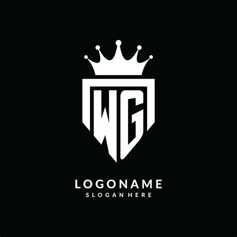 Letter WG Logo Monogram Emblem Style With Crown Shape Design Template