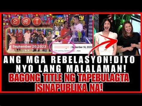 Ipapalit Sa Eatbulaga Title Ng Tapebulagta Isinapubliko Na Mayor Vico