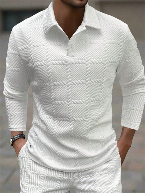 Manfinity Homme Camisa Polo De Manga Longa Casual De Trabalho