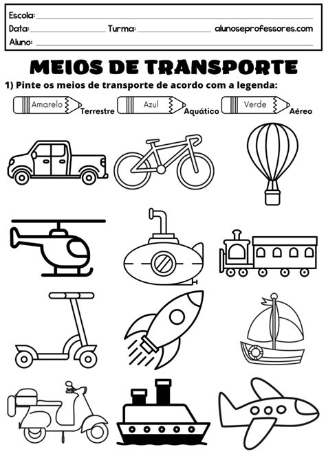 Atividades Sobre Meios De Transporte Para Imprimir Alunos E Professores