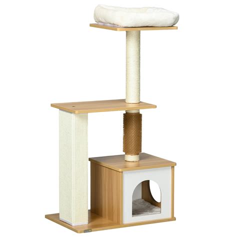 PawHut Cat Tree With Scratching Posts Cat House Cat Bed Perches 59