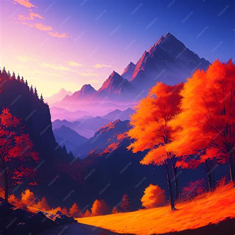 Premium AI Image | Sunrise in the mountains Autumn landscape