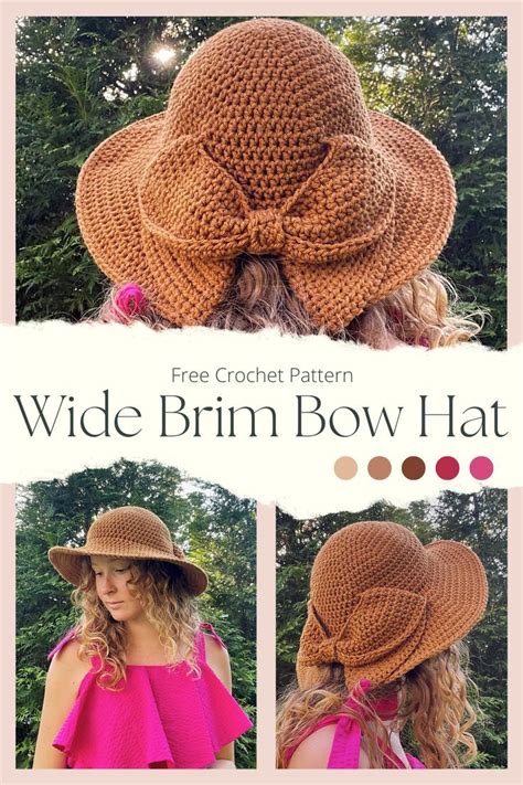 Wide Brim Bow Hat Free Crochet Pattern Crochet Cozy Crochet Patterns Crochet Summer Hats