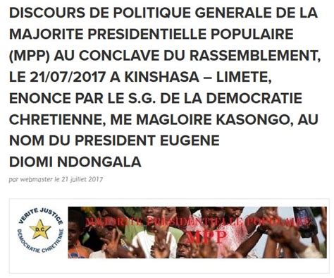 DISCOURS DE POLITIQUE GENERALE DE LA MAJORITE PRESIDENTIELLE POPULAIRE