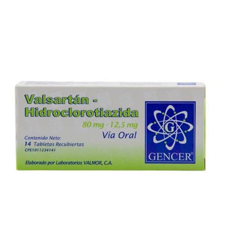 Valsartan HCT 80mg 12 5mg 14tabletas Valsartan Hidroclorotiazida