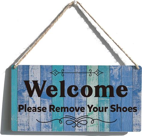 New Wood Sign 10x5 Inch Door Sign No Shoes Sign Welcome Please Remove