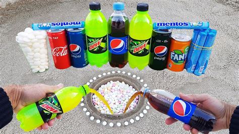 Experiment Double Coca Cola Mountain Dew Pepsi Fanta And Mentos