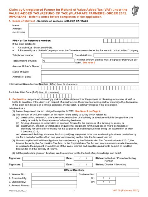 Vat 58 2020 2025 Form Fill Out And Sign Printable PDF Template