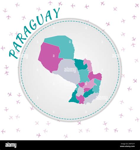 Diseño De Mapas De Paraguay Mapa Del País Con Regiones En Paleta De