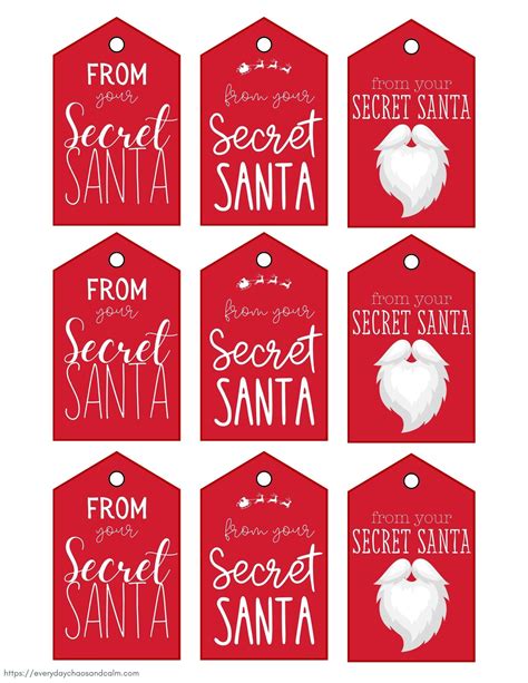 Free Printable Secret Santa Gift Tags