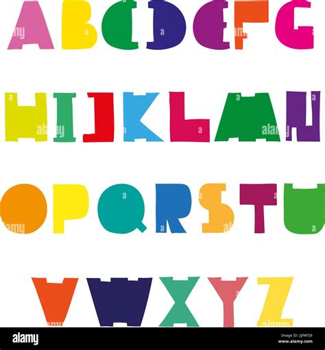 Colorful Cute Alphabet Design Hand Drawn Font Vector Stock Vector