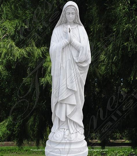 White Marble Standing Virgin Mother Mary In Prayer Sculpture Perfect