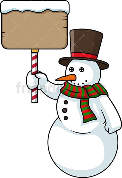 Snowman Holding Sign Cartoon Clipart Vector FriendlyStock