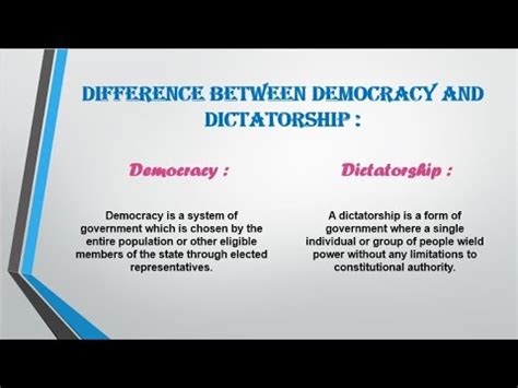 Difference Between Democracy And Dictatorship Democracy