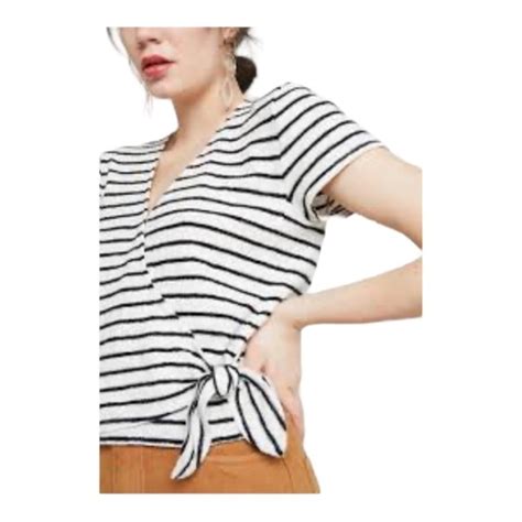 Madewell Tops Madewell Texture And Thread Wrap Top Black And White