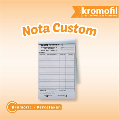 Jual Cetak Nota Custom Rangkap 1 Ply 2 Ply 3 Ply Online Shop