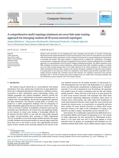 Pdf A Comprehensive Multi Topology Minimum Set Cover Link State