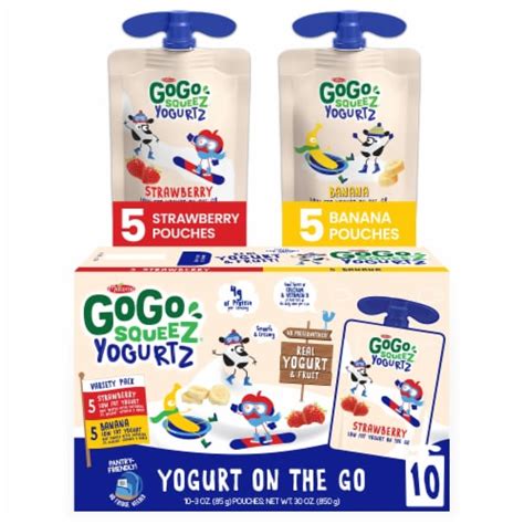 Gogo Squeez Yogurtz Variety Pack Strawberry Banana (Pack of 12), 12 ...