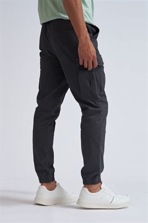 Pantal N Cargo Jogger Gris Oscuro Bas Basic Simple