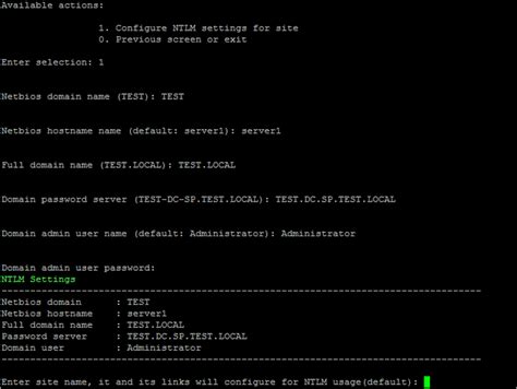 Configure NTLM Auth For Sites