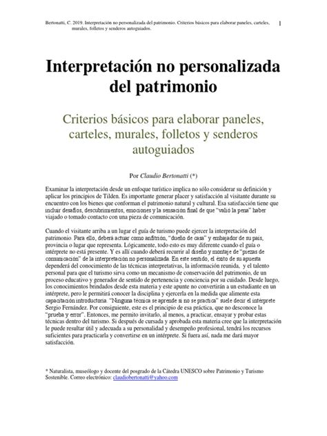 Apunte Interpretación Del Patrimonio Ii Bertonatti 2019 Pdf