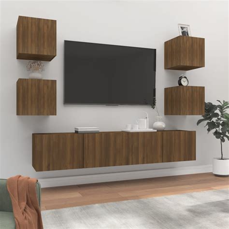 FAR Meubles TV Ensemble de meubles TV 6 pcs Chêne marron Bois d