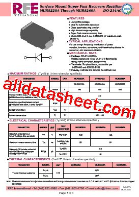 Murs A Marking Murs A Datasheet Pdf Rfe International