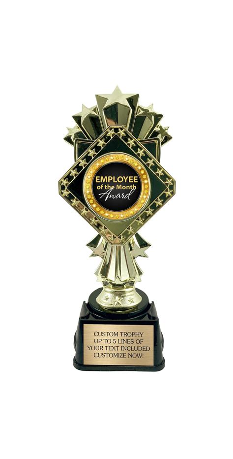 Employee of the Month Trophy With Engraved Plate Personalized Award for ...