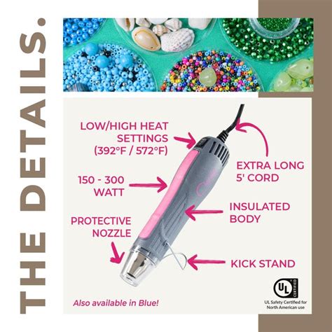 Heat Gun For Crafts Mini Dual Temp Hot Air Gun Tool For Epoxy Resin Shrink Wrapping Vinyl