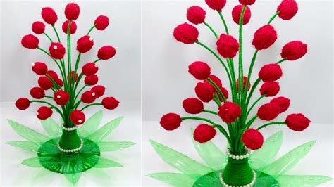 Guldasta प्लास्टिक बोतल और ऊन से गुलदस्ता बनाने का तरीका Plastic Bottle And Woolen Guldasta Vase