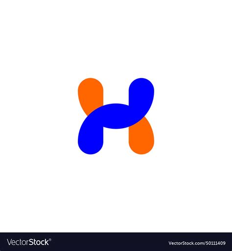 Orange Blue Letter H Geometric Logo Icon Design Vector Image