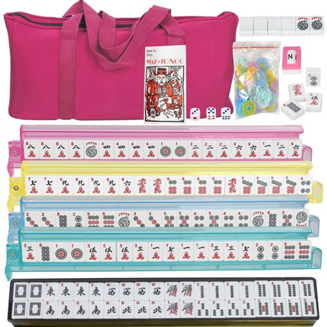 American Mahjong Set 166 Tiles 4 Colors Pushers/Racks Mah Jongg Set W ...